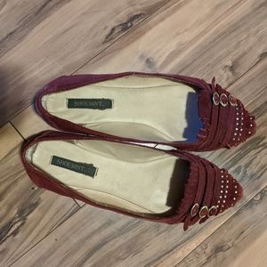 Red suede flats